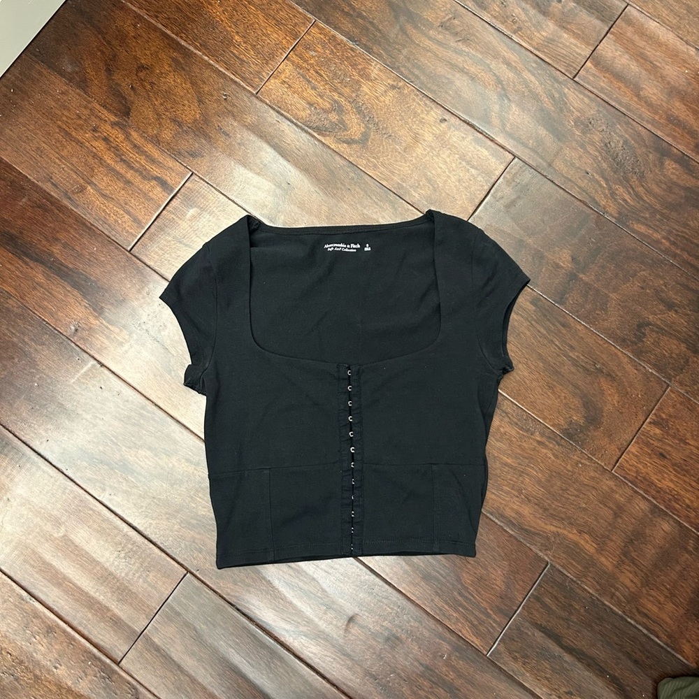 Abercrombie & Fitch Black Clasp Front Crop Top
